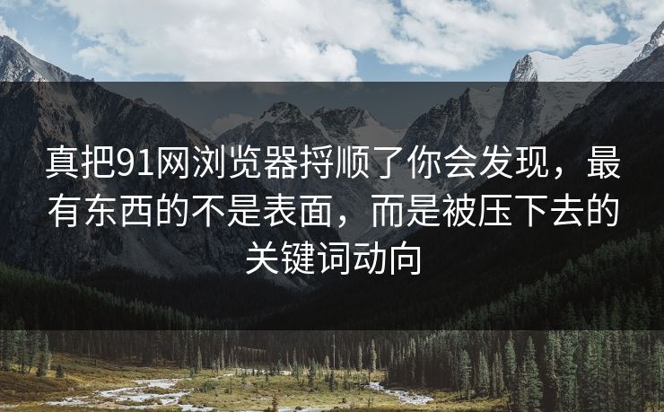 真把91网浏览器捋顺了你会发现,最有东西的不是表面,而是被压下去的关键词动向 真把91网浏览器捋顺了你会发现,最有东西的不是表面,而是被压下去的关键词动向