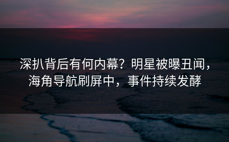 深扒背后有何内幕？明星被曝丑闻，海角导航刷屏中，事件持续发酵