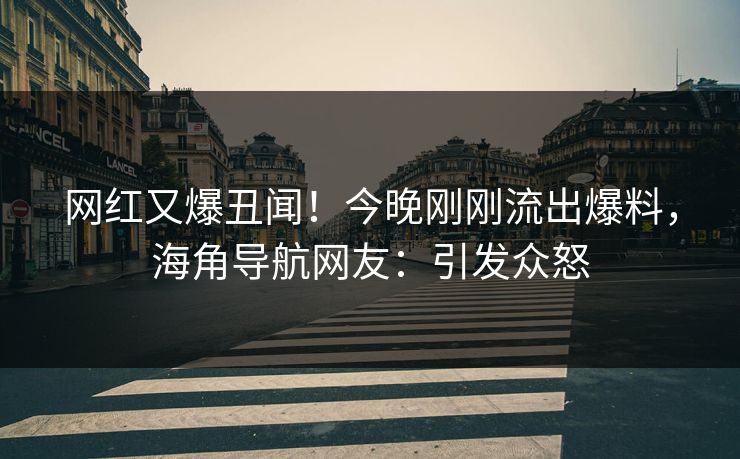 网红又爆丑闻！今晚刚刚流出爆料，海角导航网友：引发众怒