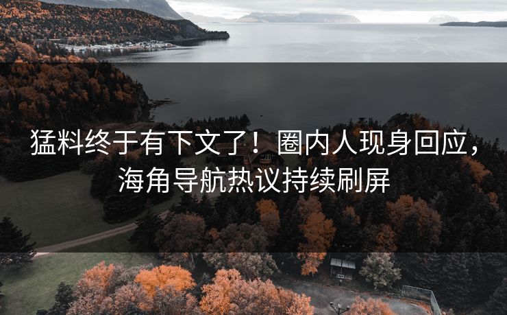 猛料终于有下文了！圈内人现身回应，海角导航热议持续刷屏