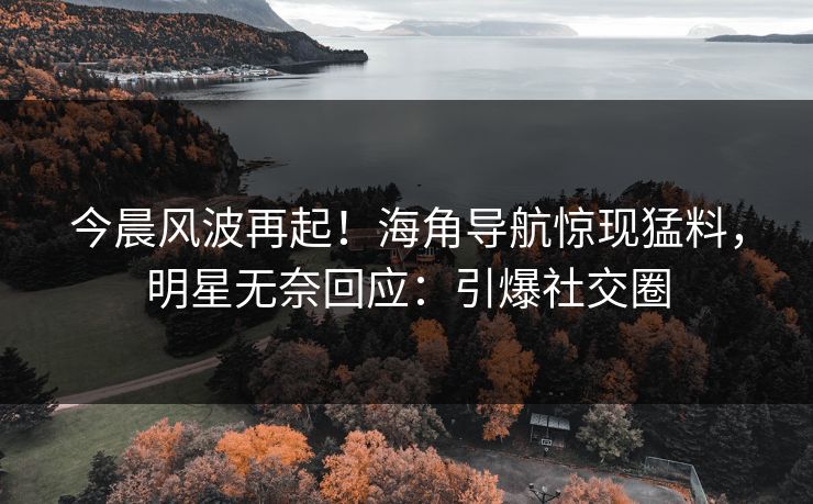 今晨风波再起！海角导航惊现猛料，明星无奈回应：引爆社交圈