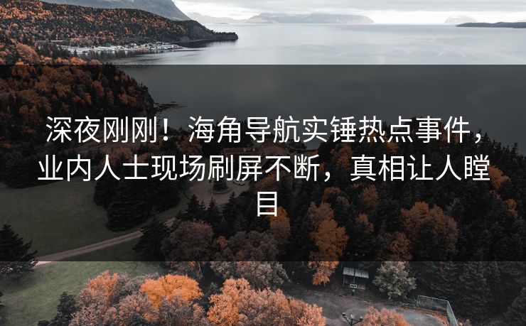 深夜刚刚！海角导航实锤热点事件，业内人士现场刷屏不断，真相让人瞠目