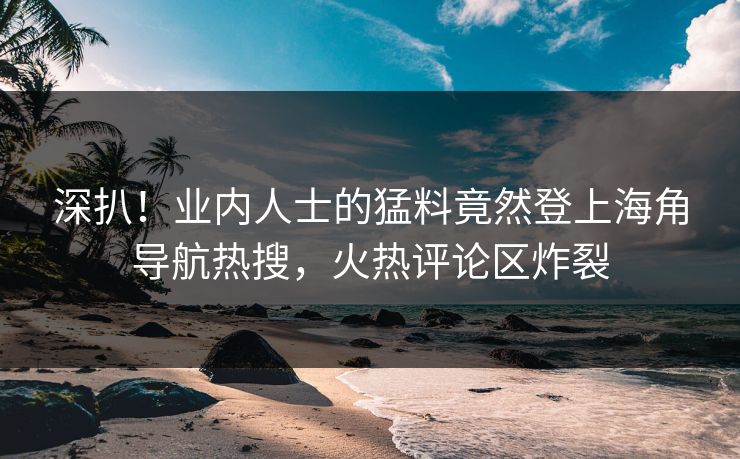深扒！业内人士的猛料竟然登上海角导航热搜，火热评论区炸裂