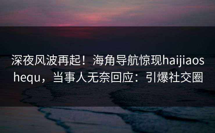 深夜风波再起！海角导航惊现haijiaoshequ，当事人无奈回应：引爆社交圈