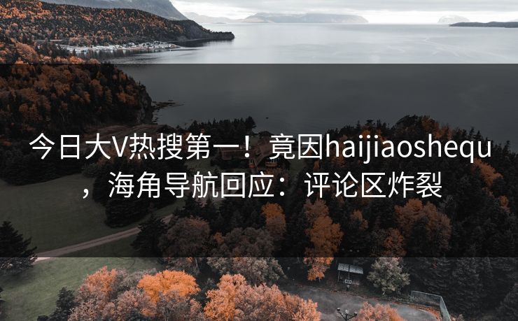 今日大V热搜第一！竟因haijiaoshequ，海角导航回应：评论区炸裂